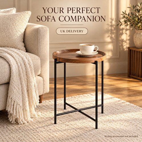 Walnut finish side table with - walnut,