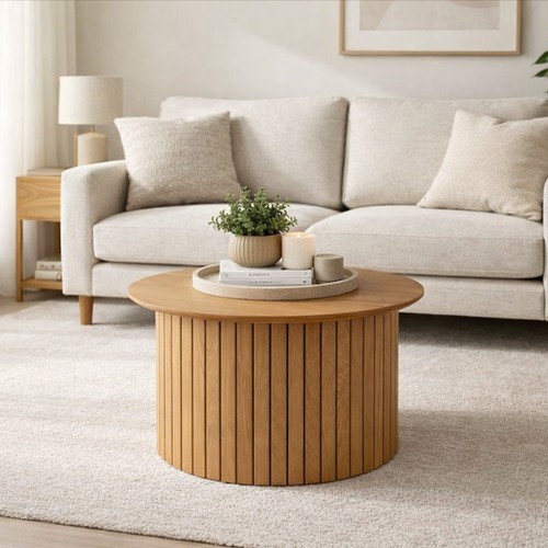 Oak finish round - finish, coffee