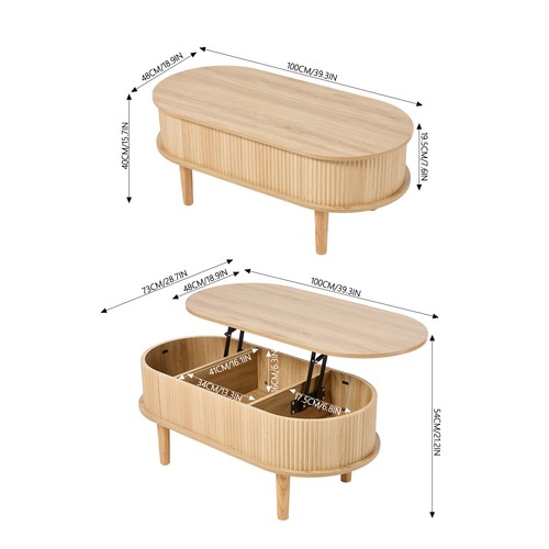 Lift top coffee table with - top,