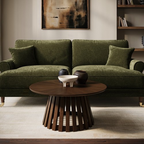 Large round walnut - round, pedestal