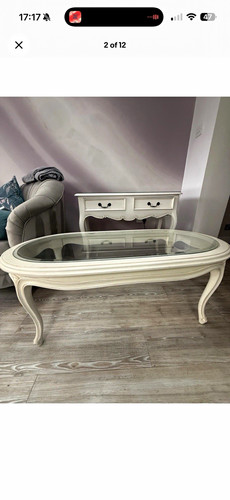 Shabby chic white oval coffee - shabby,