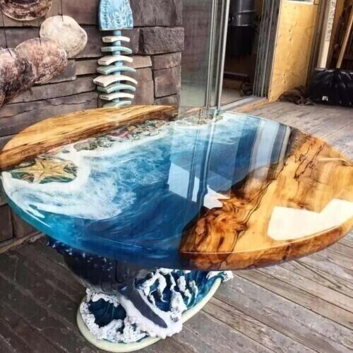 Epoxy resin tabletop ocean - tabletop,
