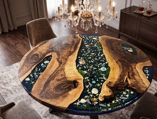 Round epoxy resin - resin, river