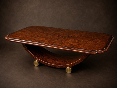 Burr walnut coffee table - walnut, art