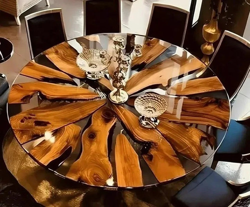 Round clear epoxy coffee table - round,