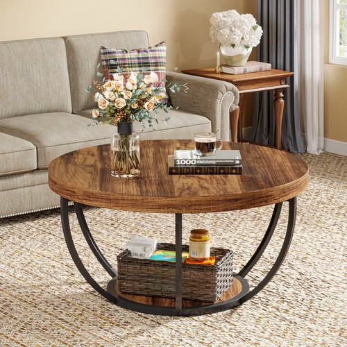 Tier round coffee table with - 2-tier,