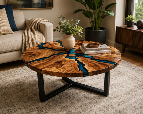 Handmade round epoxy coffee - round,