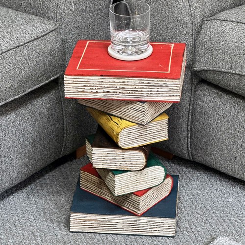 Coloured book stack table hand - coloured,