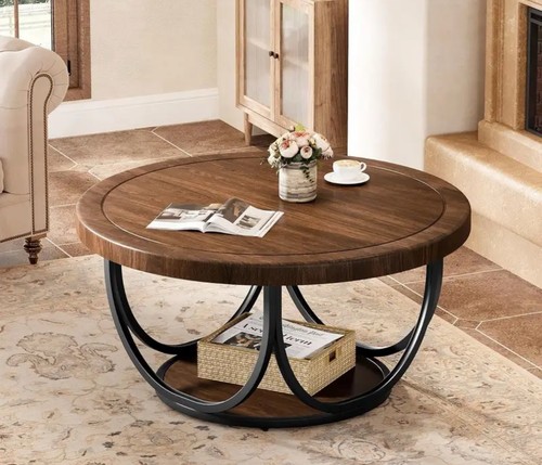 Round coffee table with 2 - with,