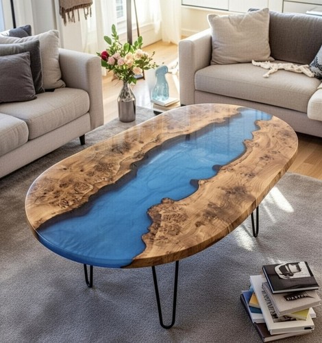 Blue river oval coffee table - blue,