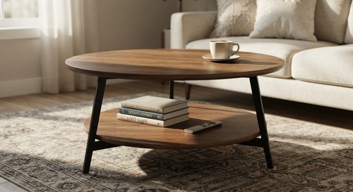 Rustic round coffee - round, table
