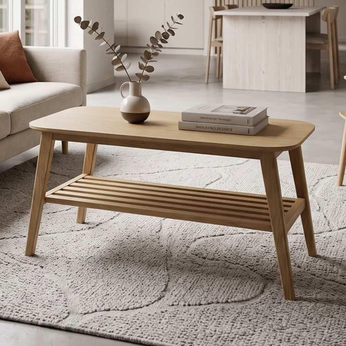 Solid oak medium coffee table - coffee,